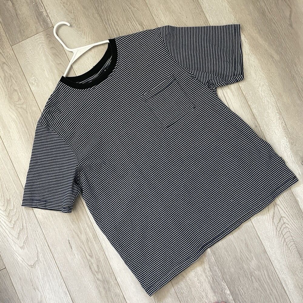 Stussy Striped Tshirt crew short sleeve pocket mens Blue (medium) streetwear
